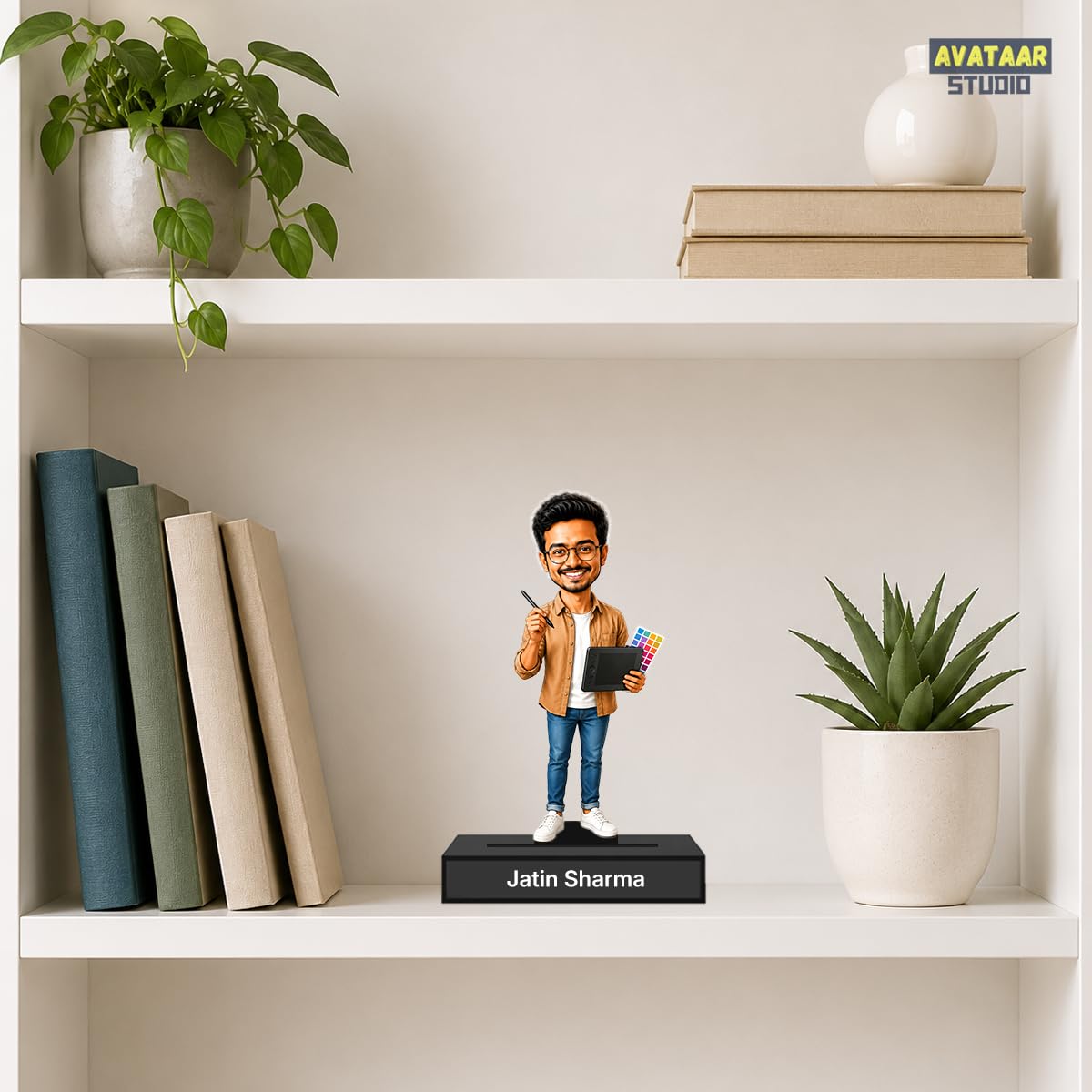 Personalized Design Master Avataar Stand with Name, Custom Photo Caricature Standee, Graphic Designer-Themed Desk Decor, Personalized Gift for Designers, Artists & Creative Professionals (GRAPHIC DESIGNER, 7 INCHES)