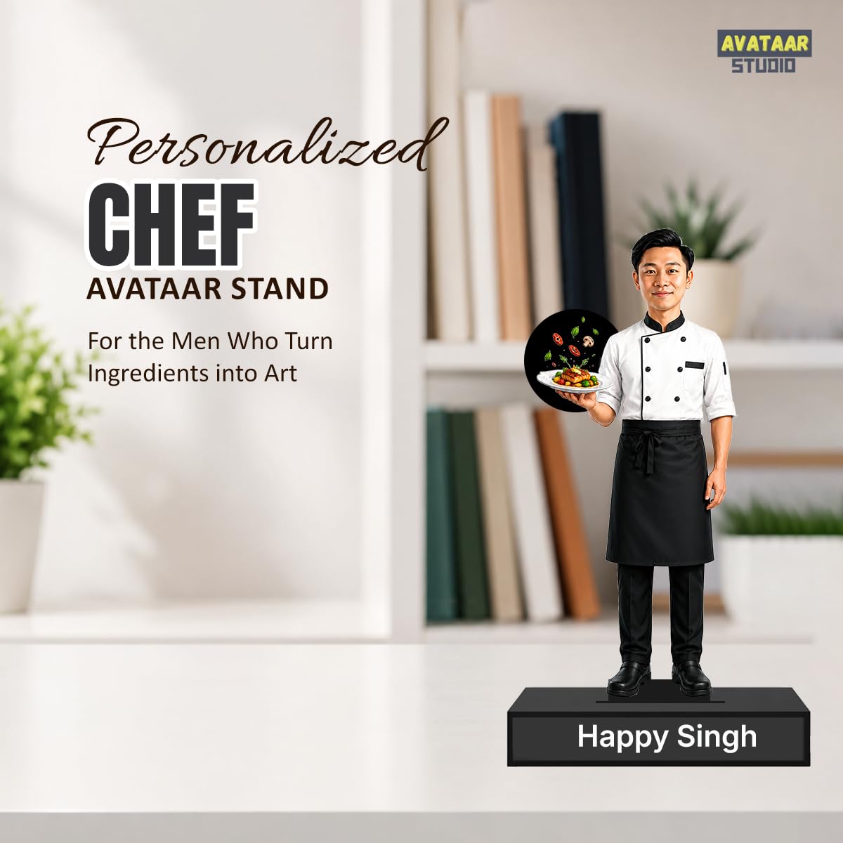 Personalized Master Chef Avataar Stand with Name, Custom Photo Caricature Standee, Desk Decor, Personalized Gift for Bakers, Restaurateurs & Food Lovers (CHEF, 7 INCHES)