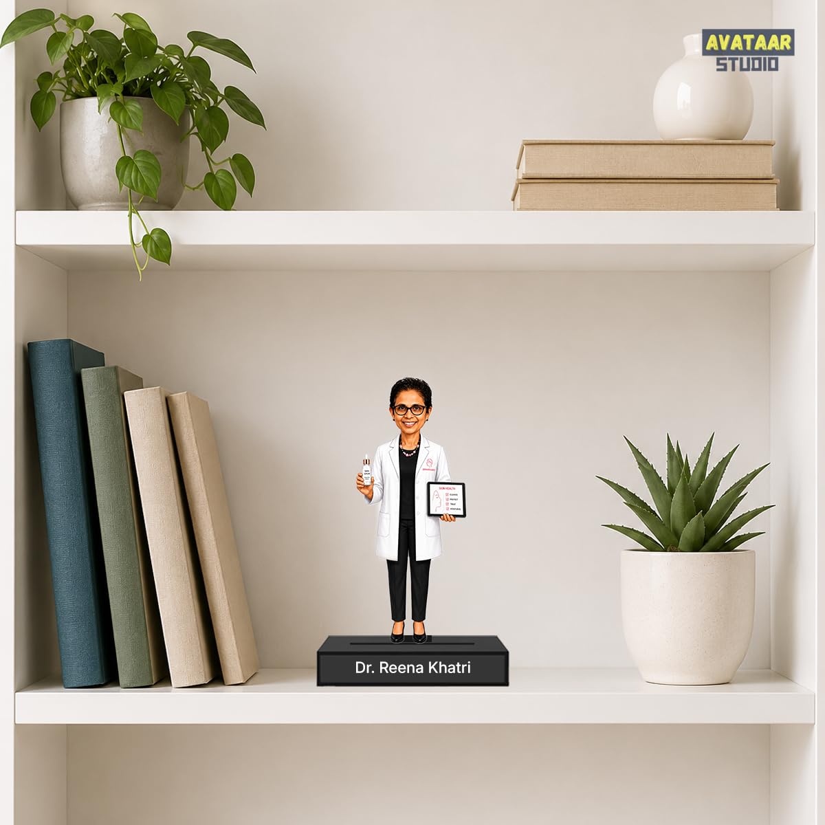 Personalized Skin Expert Avataar Stand with Name, Custom Photo Caricature Standee, Dermatologist-Themed Desk Decor, Personalized Gift for Dermatologists, Skin Specialists & Healthcare Professionals (DERMATOLOGIST, 7 INCHES)