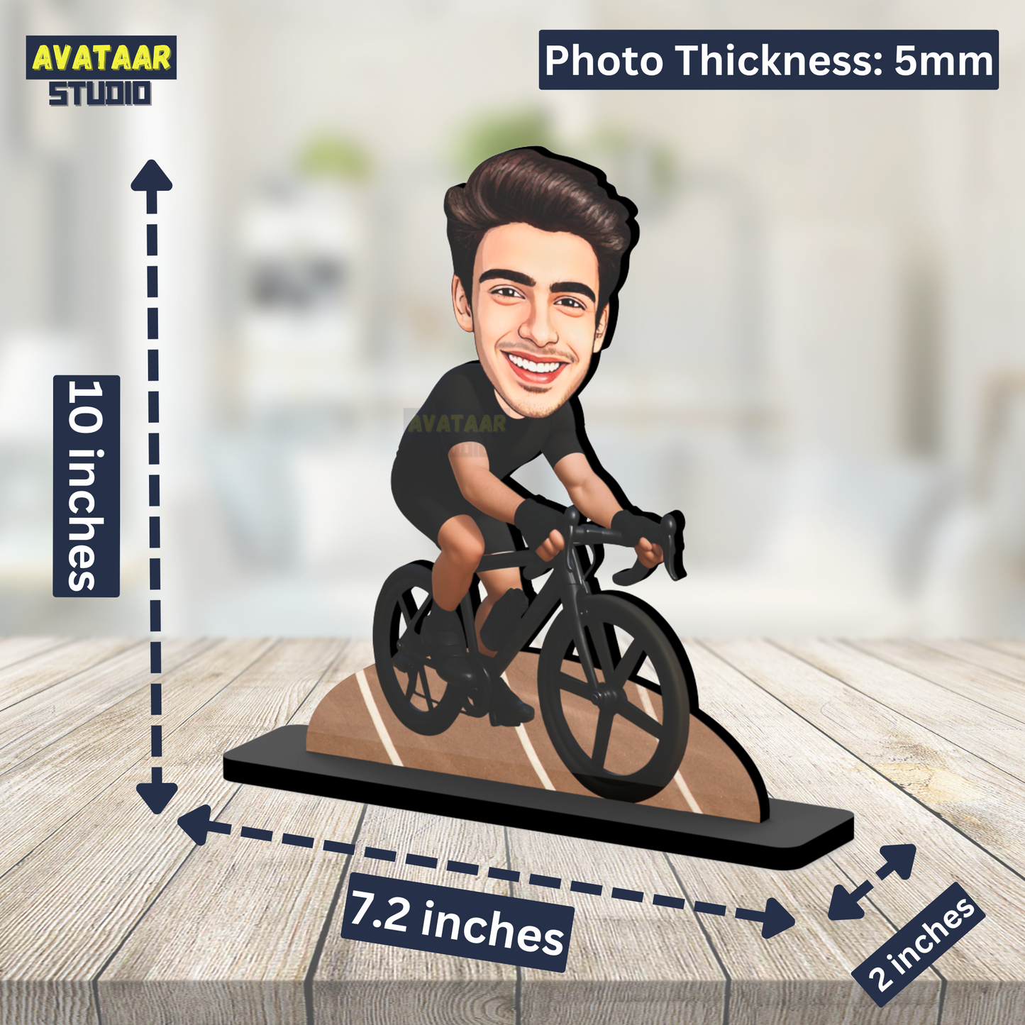 Avataar Studio Personalized Gift for Friends, Sister, Brother, BFF, Girlfriend, Boyfriend Character Caricature Photo Frame Unique Design Customized Gift for Friends & Family (Cyclist -1)