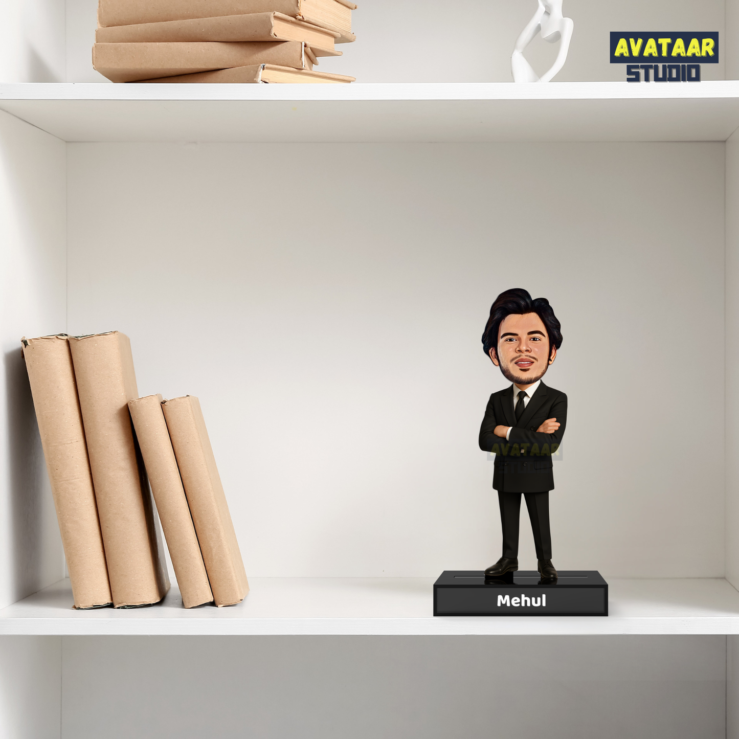 Personalized Man In Suit Stand – Custom Acrylic Avataar with Name