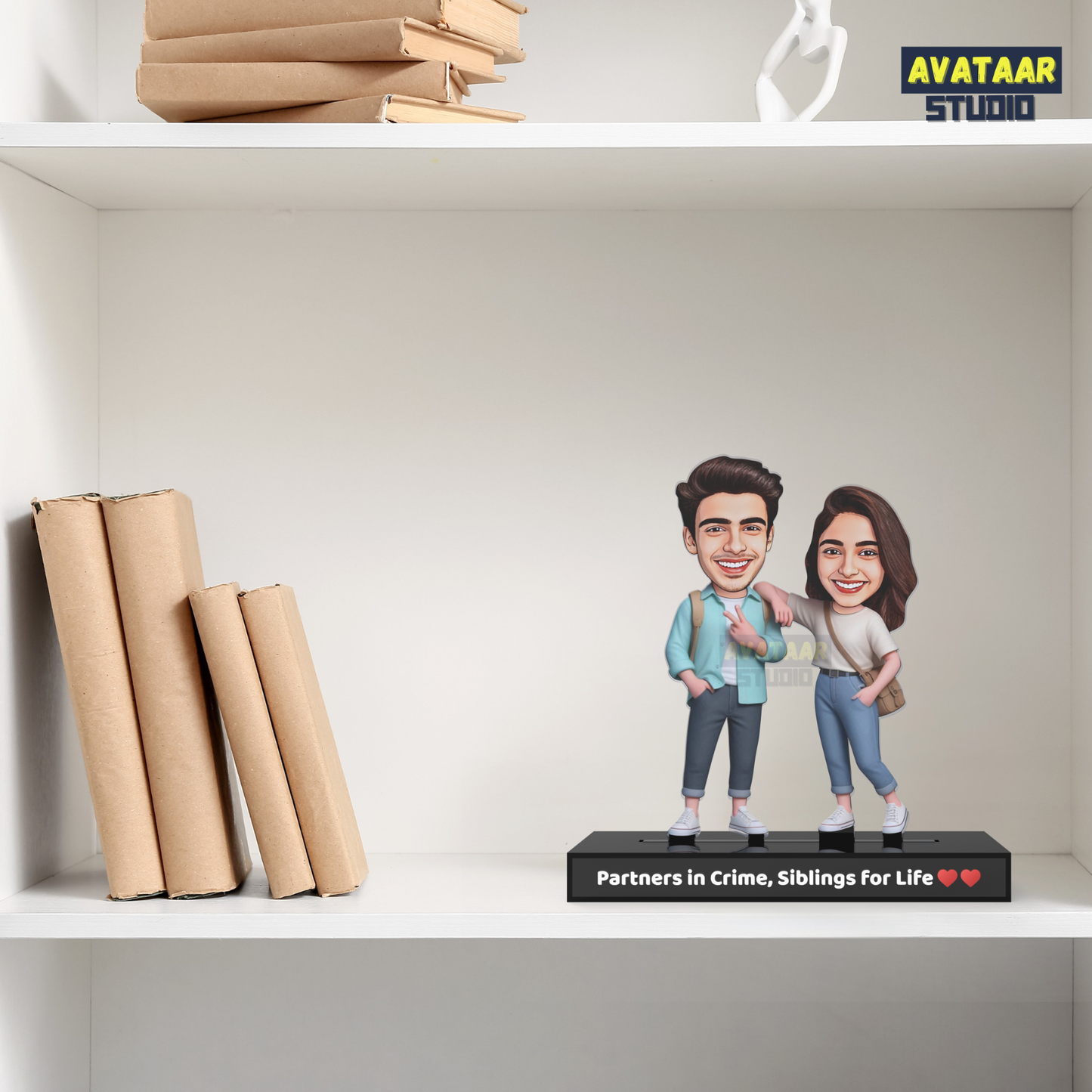 Custom Bro Sis Avataar Stand – Personalized Gift for Siblings