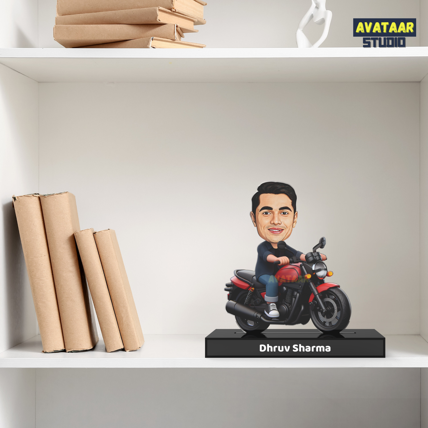 Custom Motorcycle Rider Avatar Standee with Name - Personalized Biker Acrylic Stand