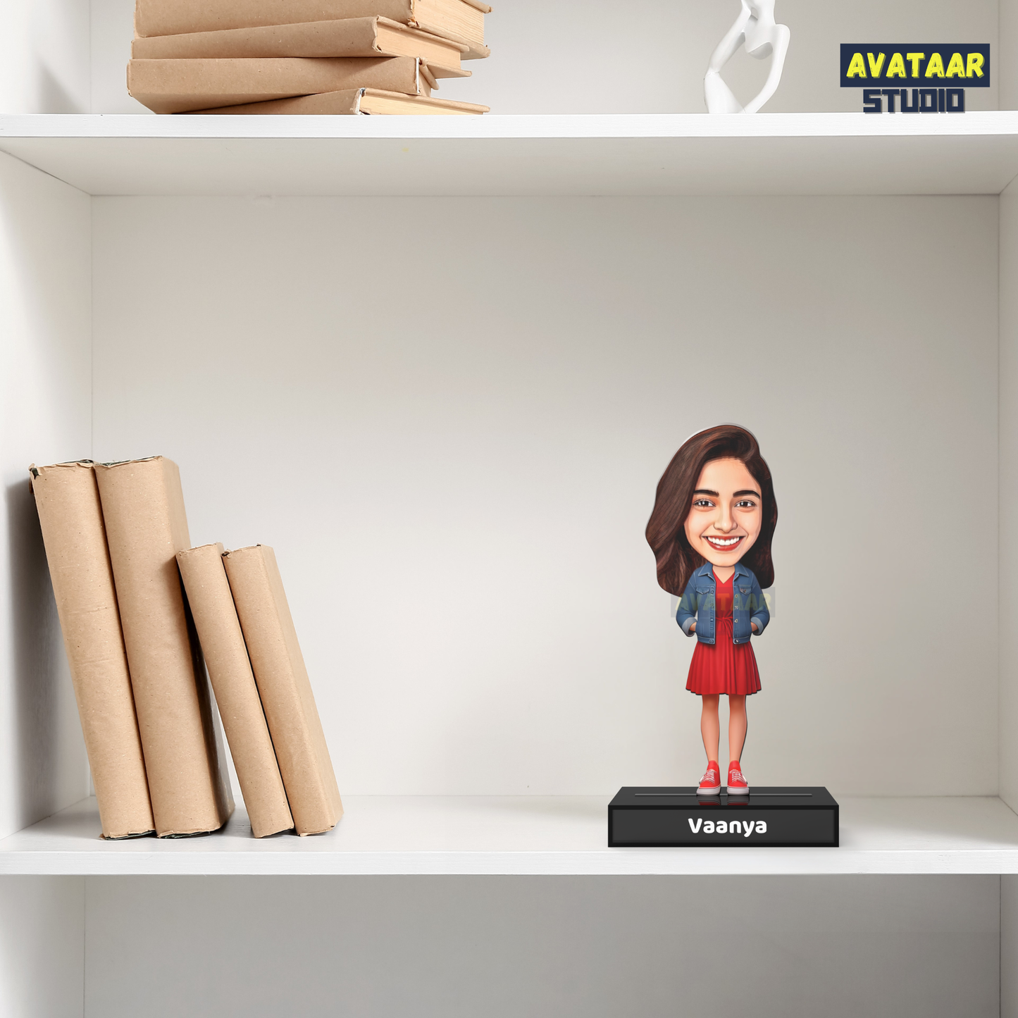 Personalized Female Avataar Stand – Custom Acrylic Gift for Her with Name