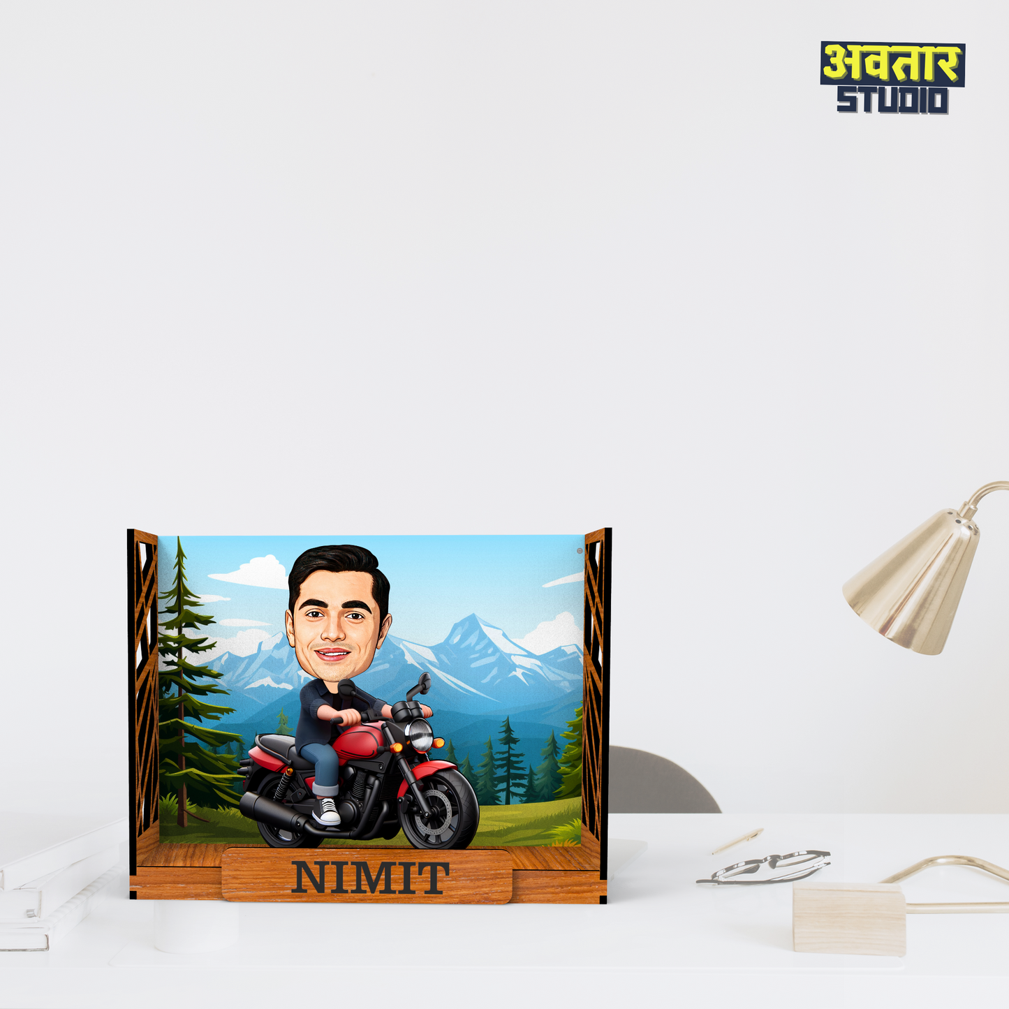 Avatar Studio Personalized Gift for Friends, Brother, BFF, Boyfriend, Father Character Caricature Photo Frame Unique Design Customized Gift for Friends & Family (Motorcycle Rider - 1 Box)