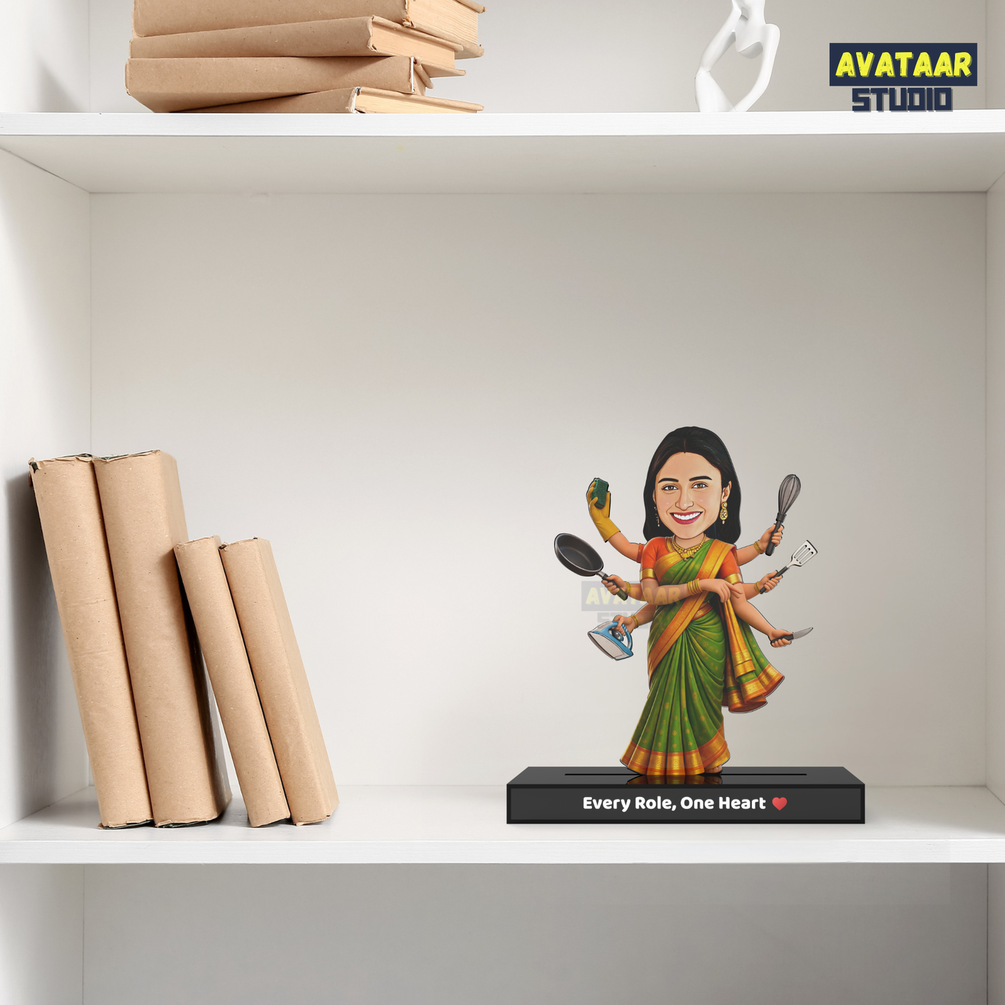 Super Mom Avataar Stand – Personalized Multi-Tasking Mom Caricature Gift with Name