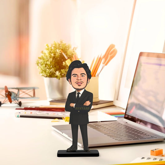 Avataar Studio Personalized Gift for Friends, Sister, Brother, BFF, Girlfriend, Boyfriend Character Caricature Photo Frame Unique Design Customized Gift for Friends & Family (Man in Suit 3)