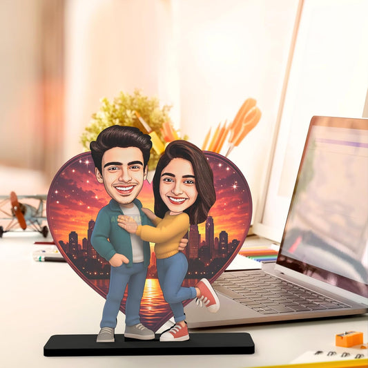Avataar Stand Personalized Gift for Husband, Wife, Boyfriend, Girlfriend Character Caricature Photo Frame Unique Design Customized Gift for Friends & Family Return Gift (LOVING COUPLE 2)