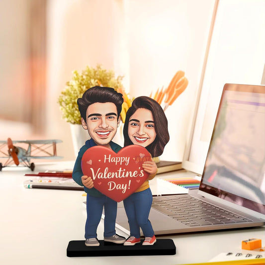 Avataar Stand Personalized Gift for Husband, Wife, Boyfriend, Girlfriend Character Caricature Photo Frame Unique Design Customized Gift for Friends & Family Return Gift (LOVING COUPLE 1)