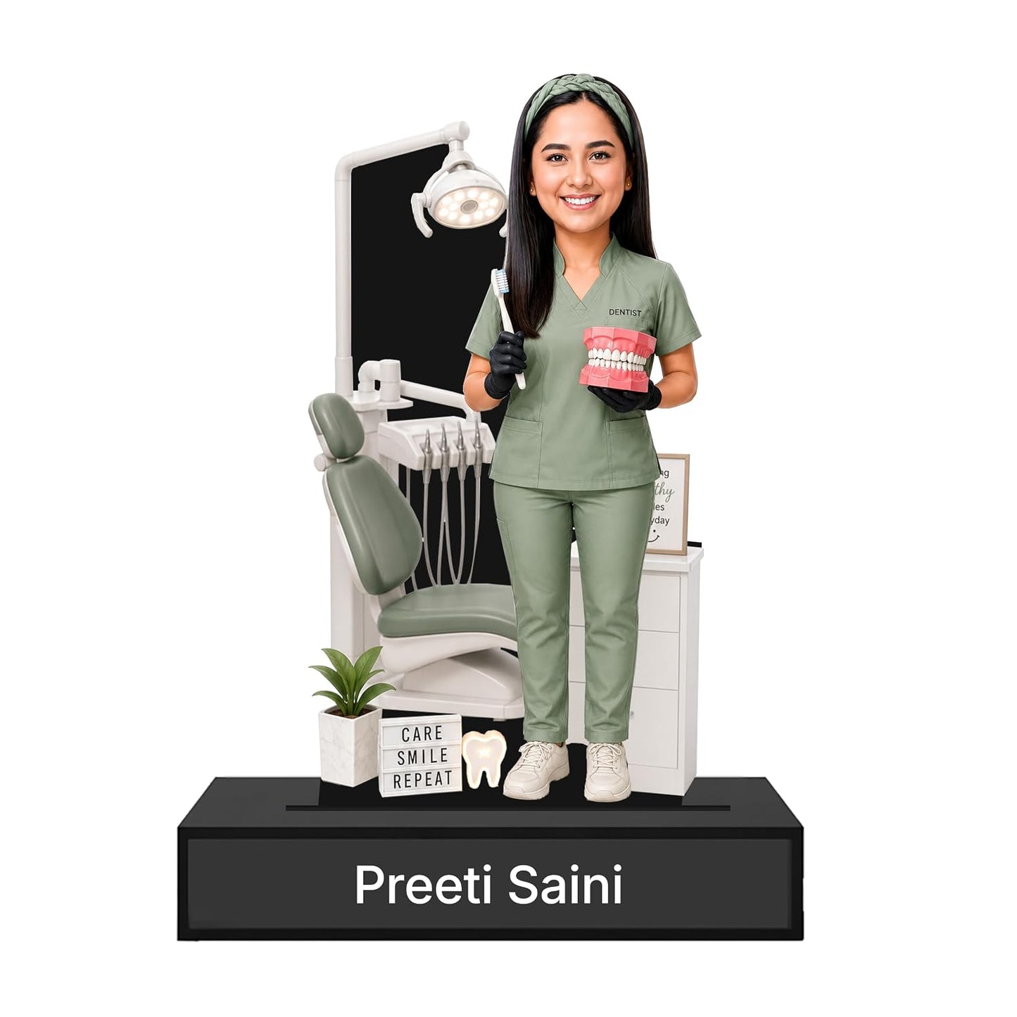Personalized Smile Maker Avataar Stand with Name, Custom Photo Caricature Standee, Dentist-Themed Desk Decor, Personalized Gift for Dentists, Dental Students & Dental Clinic Professionals (DENTIST, 7 INCHES)