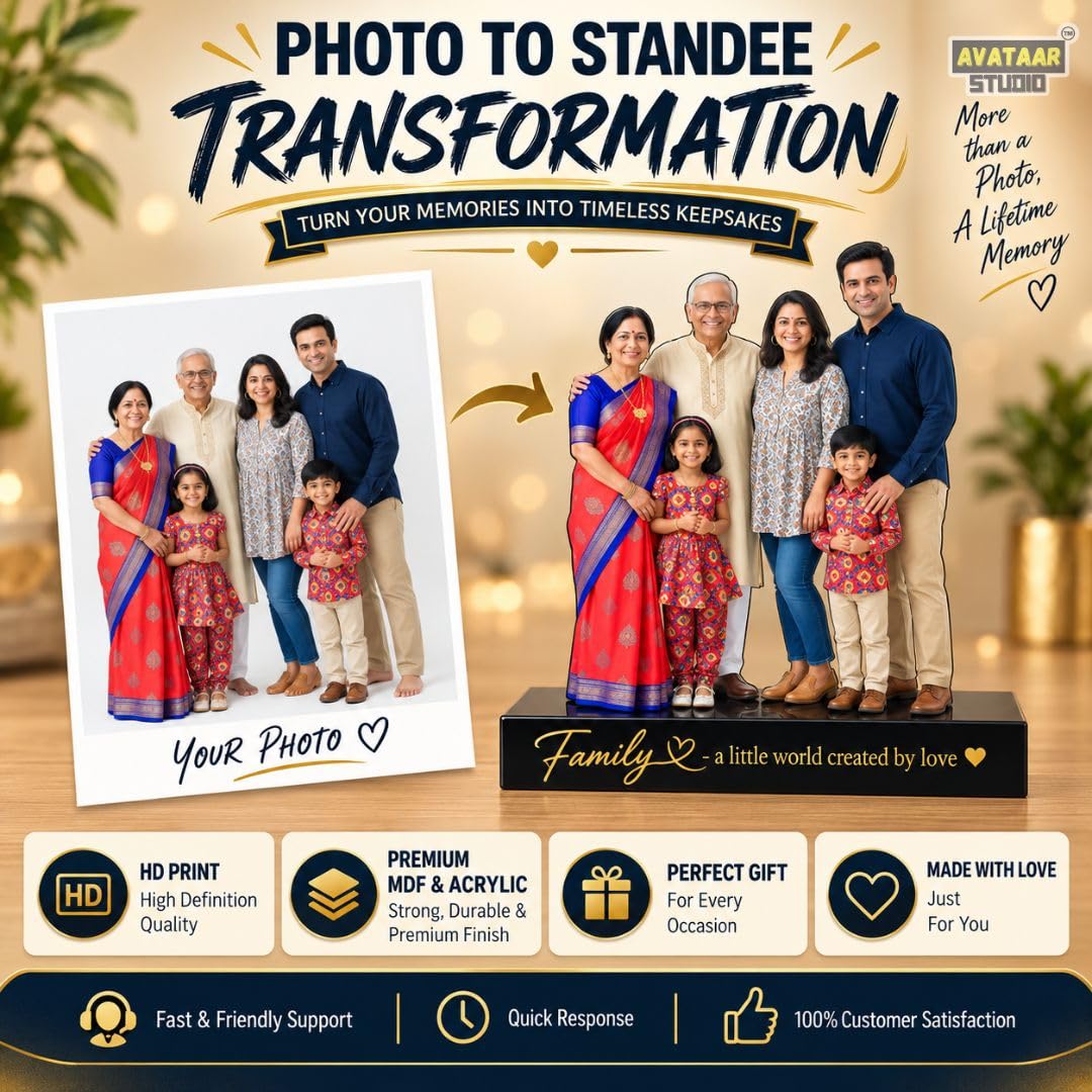 SnapStand Personalised 3D Avatar Standee Photo Frame, MDF & Acrylic, Custom Mini Figure for Couple, Anniversary, Birthday, Wedding Gifts