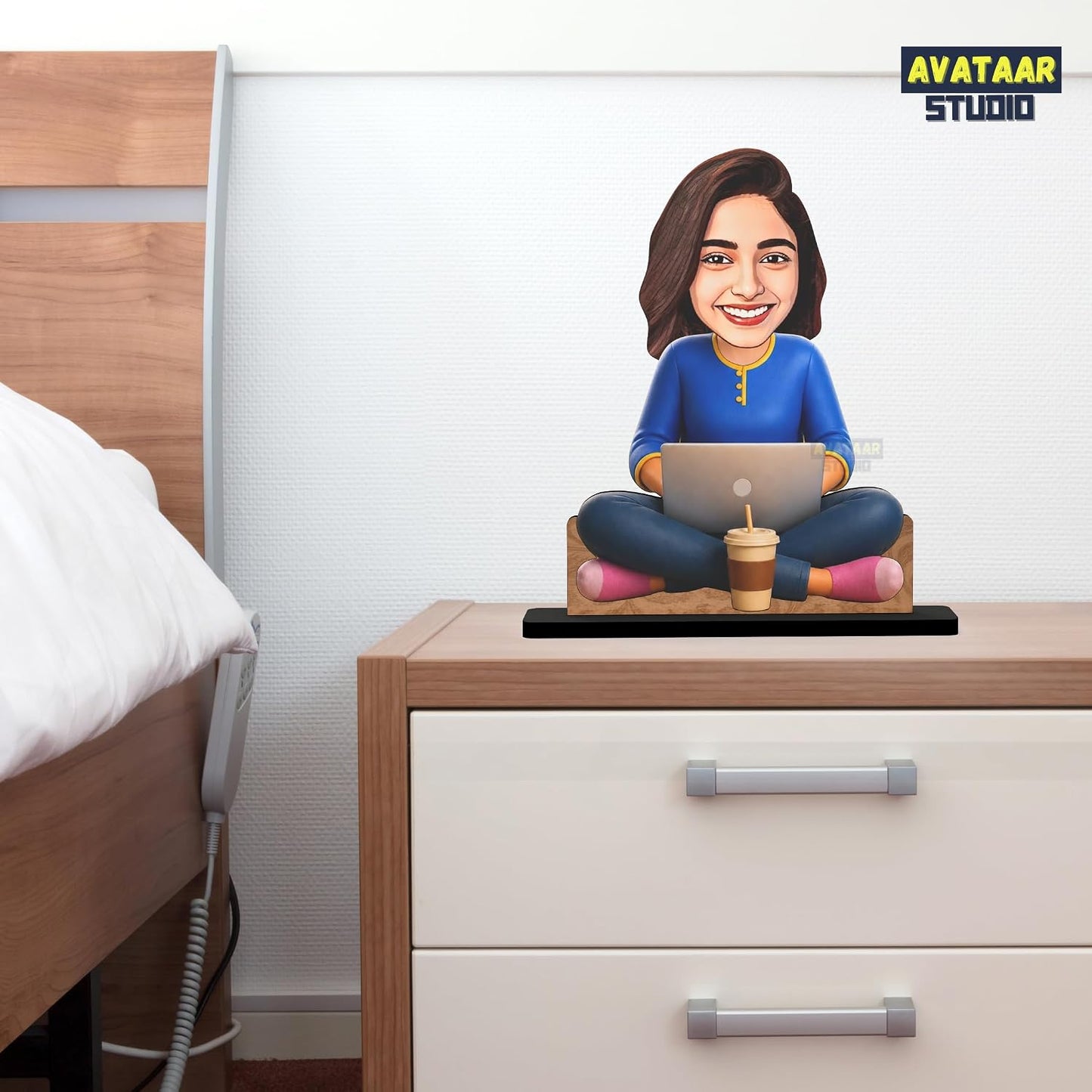 Personalized Work From Home Avataar Stand with Name, Custom Photo Caricature Standee, Laptop Desk Decor, Personalized Gift for Professionals, Employees, Students & Remote Workers (WORK MODE, 7 INCHES)