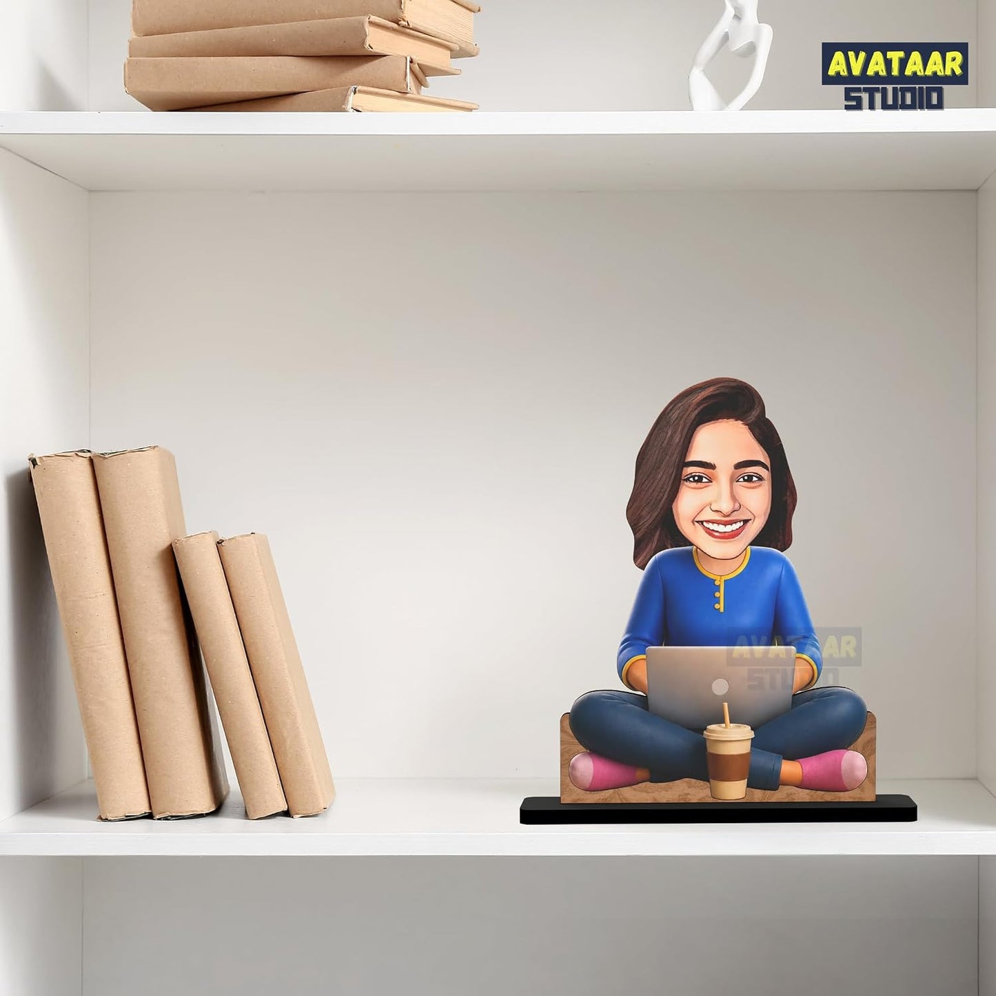 Personalized Work From Home Avataar Stand with Name, Custom Photo Caricature Standee, Laptop Desk Decor, Personalized Gift for Professionals, Employees, Students & Remote Workers (WORK MODE, 7 INCHES)