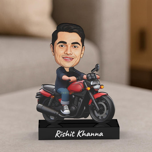 Avataar Studio Personalized Gift for Friends, Sister, Brother, BFF, Girlfriend, Boyfriend Character Caricature Photo Frame Unique Design Customized Gift for Friends & Family (Bike with Name)