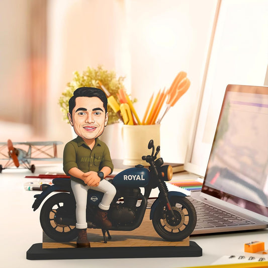 Avataar Studio Personalized Gift for Friends, Sister, Brother, BFF, Girlfriend, Boyfriend Character Caricature Photo Frame Unique Design Customized Gift for Friends & Family (Motorcycle Rider)