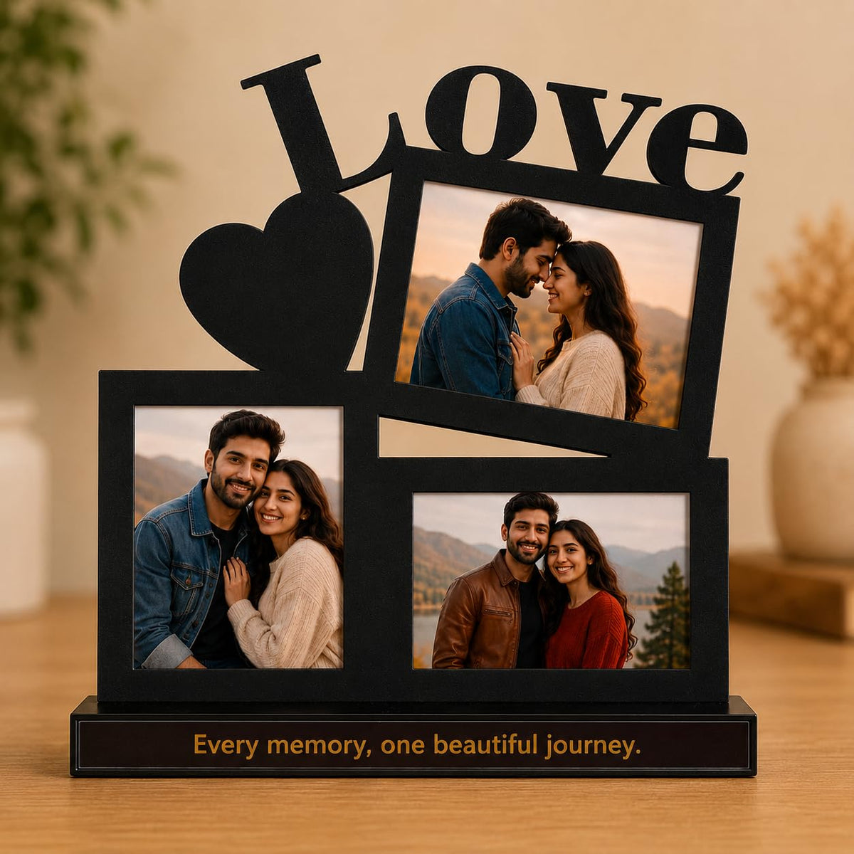 Personalized Photo Frame with Custom Name | Customized Table Top Photo Frame | Modern Decorative Picture Frame Gift for Couple, Anniversary, Wedding, Birthday, Valentine's Day (DESIGN 6, 8 INCHES)