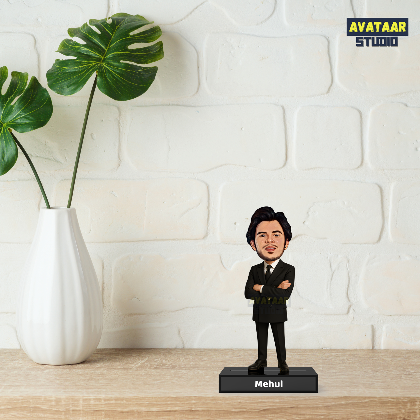 Personalized Man In Suit Stand – Custom Acrylic Avataar with Name