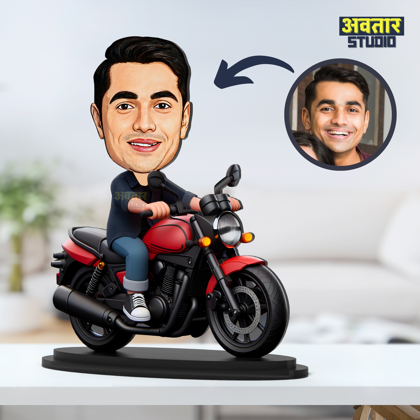 Avatar Studio Personalized Gift & Rakhi for, Brother, Character Caricature Photo Frame Unique Design Customized Gift for Rakshabandhan Gift for Brother (BIKE RIDER, RAKHI COMBO)