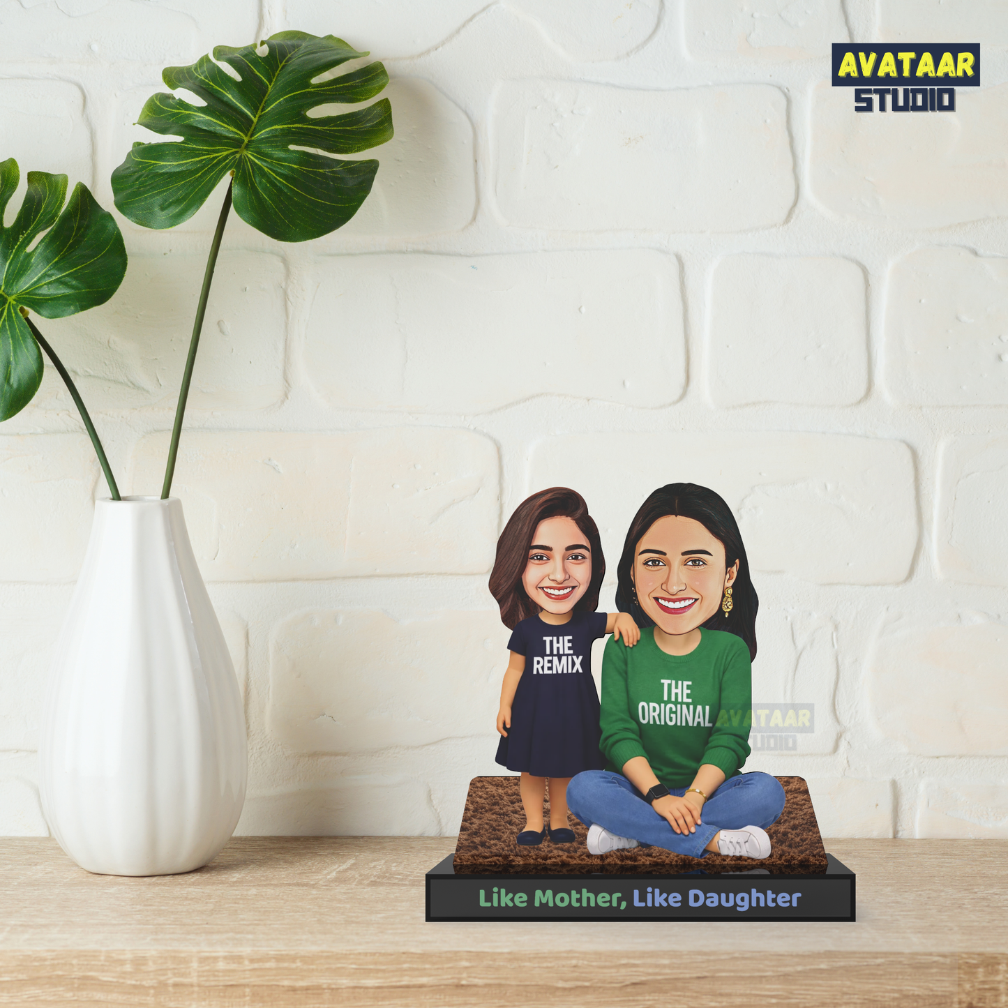 Personalized Mother Daughter Acrylic Stand – Custom Avataar Gift for Mom