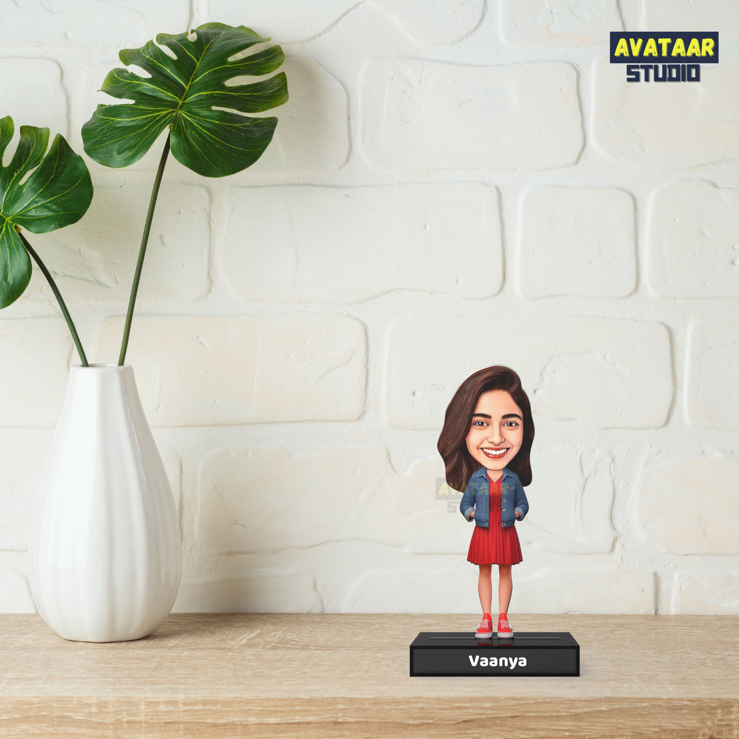 Personalized Female Avataar Stand – Custom Acrylic Gift for Her with Name