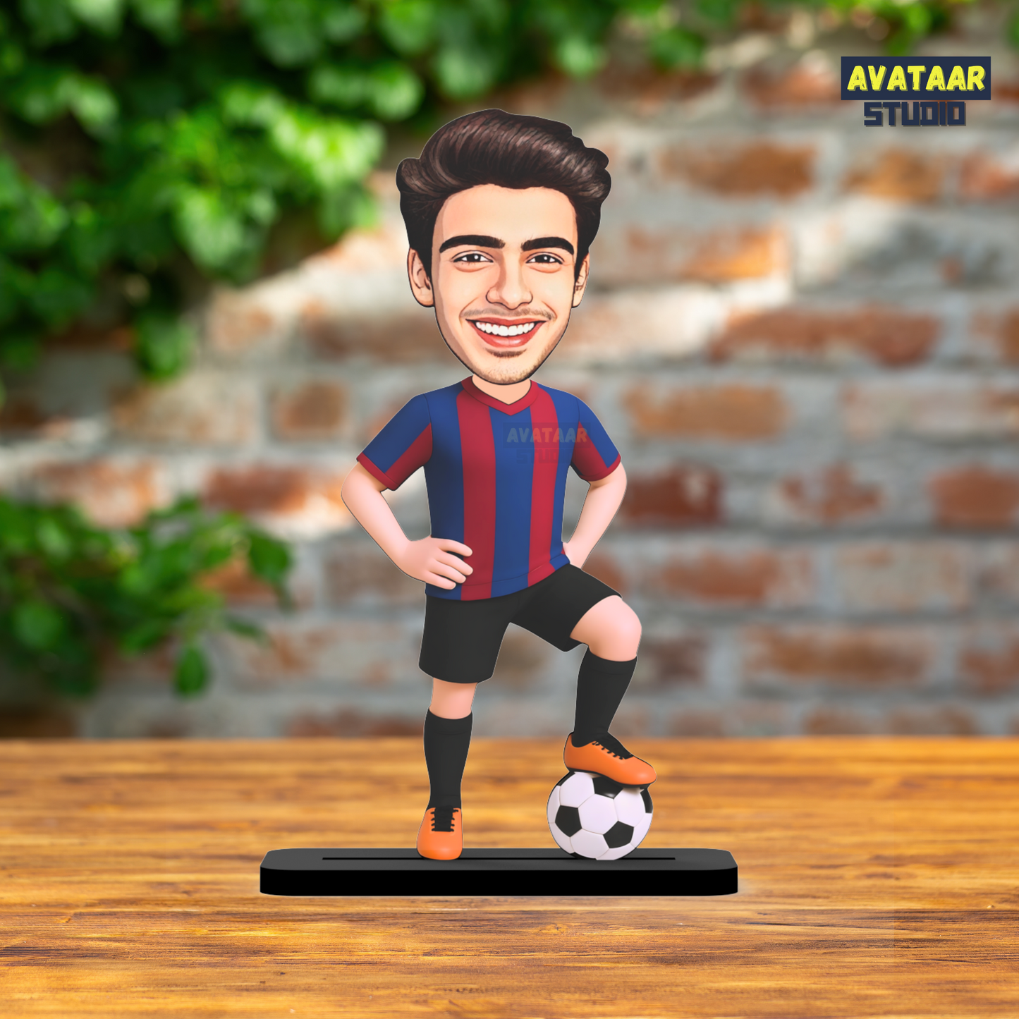 Avataar Studio Personalized Gift for Friends, Sister, Brother, BFF, Girlfriend, Boyfriend Character Caricature Photo Frame Unique Design Customized Gift for Friends & Family (Footballer Boy - 3)