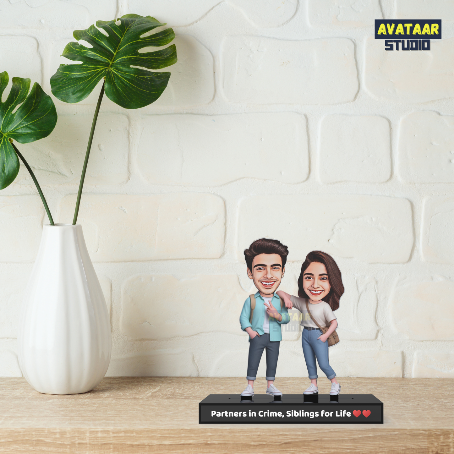 Custom Bro Sis Avataar Stand – Personalized Gift for Siblings