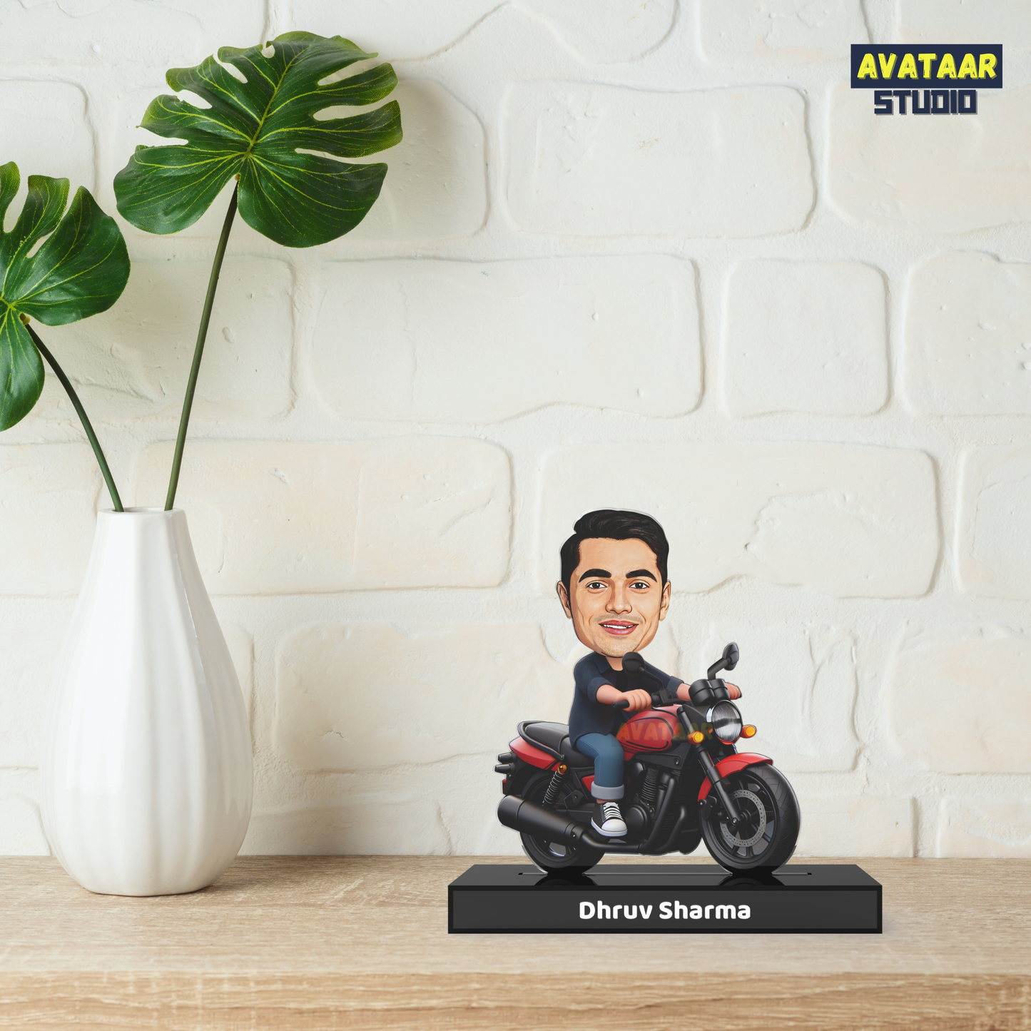 Custom Motorcycle Rider Avatar Standee with Name - Personalized Biker Acrylic Stand