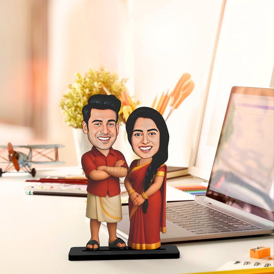 Avataar Stand Personalized Gift for Husband, Wife, Boyfriend, Girlfriend Character Caricature Photo Frame Unique Design Customized Gift for Friends & Family Return Gift (Couple 10)