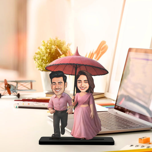 Avataar Stand Personalized Gift for Husband, Wife, Boyfriend, Girlfriend Character Caricature Photo Frame Unique Design Customized Gift for Friends & Family Return Gift (Couple 8)