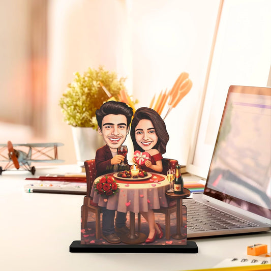 Avataar Stand Personalized Gift for Husband, Wife, Boyfriend, Girlfriend Character Caricature Photo Frame Unique Design Customized Gift for Friends & Family Return Gift (Couple 9)