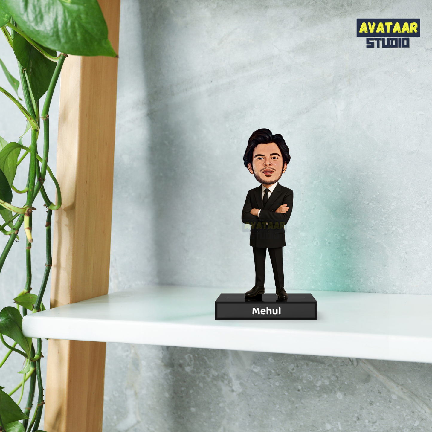 Personalized Man In Suit Stand – Custom Acrylic Avataar with Name