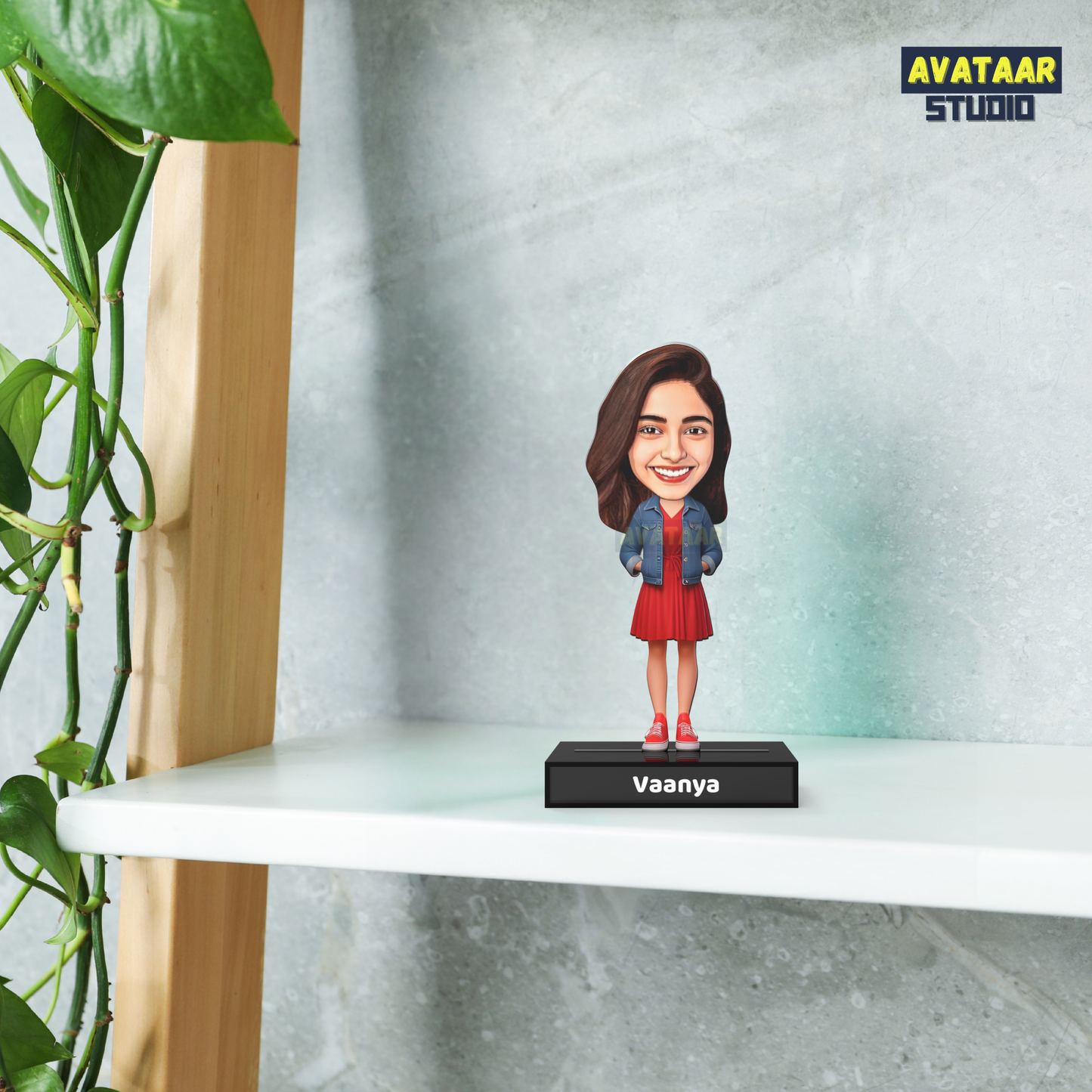 Personalized Female Avataar Stand – Custom Acrylic Gift for Her with Name