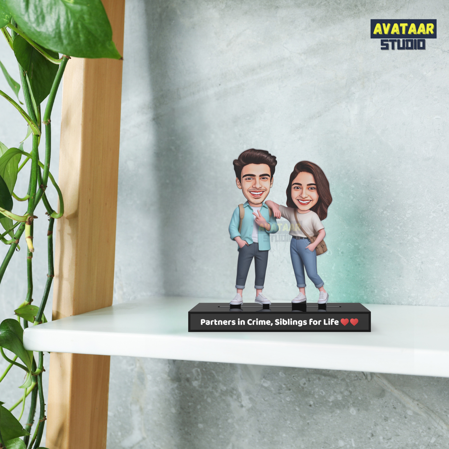 Custom Bro Sis Avataar Stand – Personalized Gift for Siblings