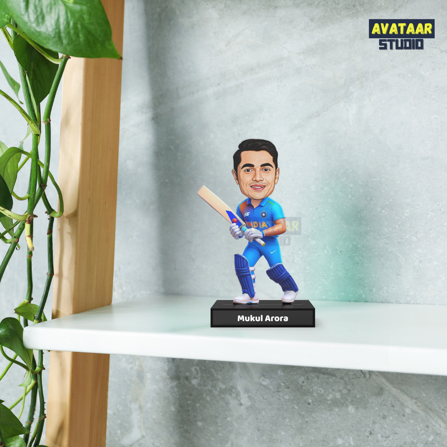 Cricket Batsman Avatar Stand – Personalized Acrylic Gift with Name