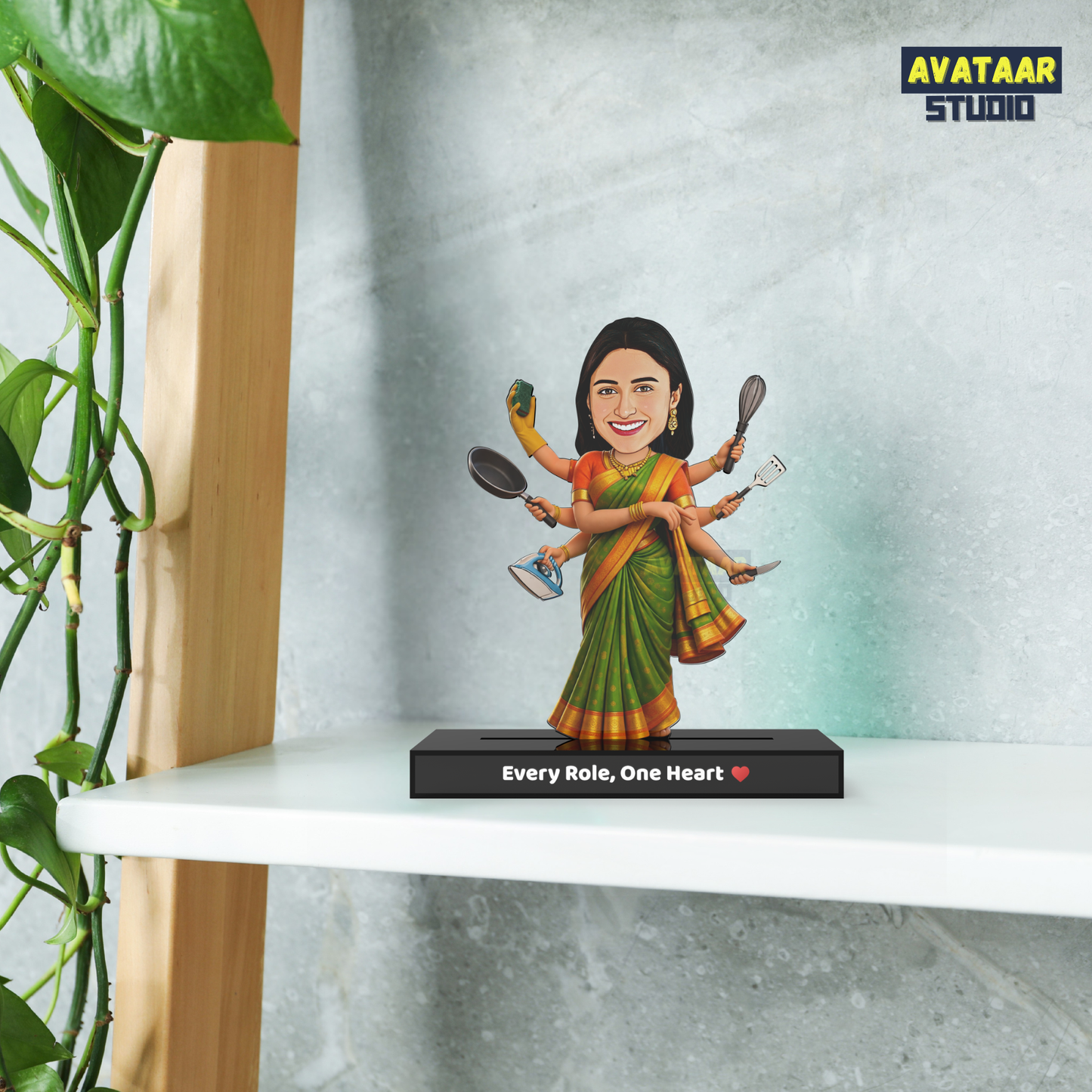 Super Mom Avataar Stand – Personalized Multi-Tasking Mom Caricature Gift with Name