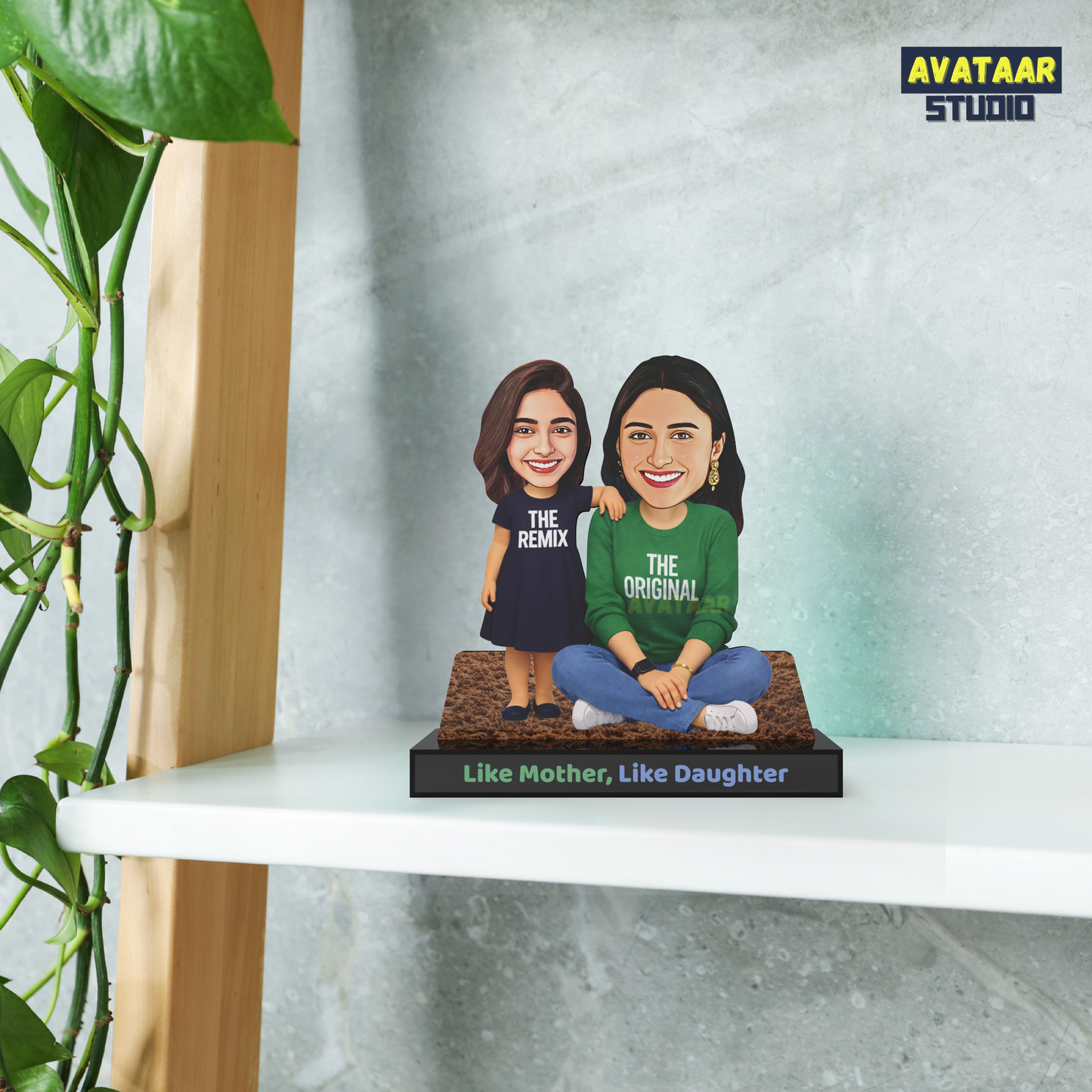 Personalized Mother Daughter Acrylic Stand – Custom Avataar Gift for Mom
