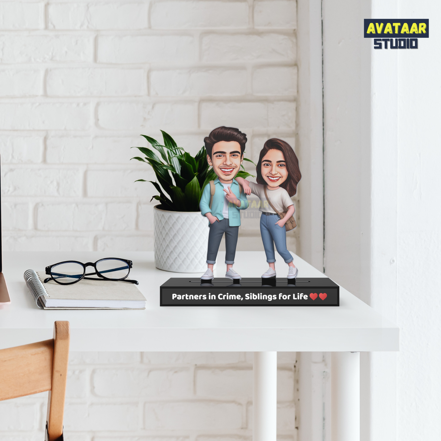 Custom Bro Sis Avataar Stand – Personalized Gift for Siblings