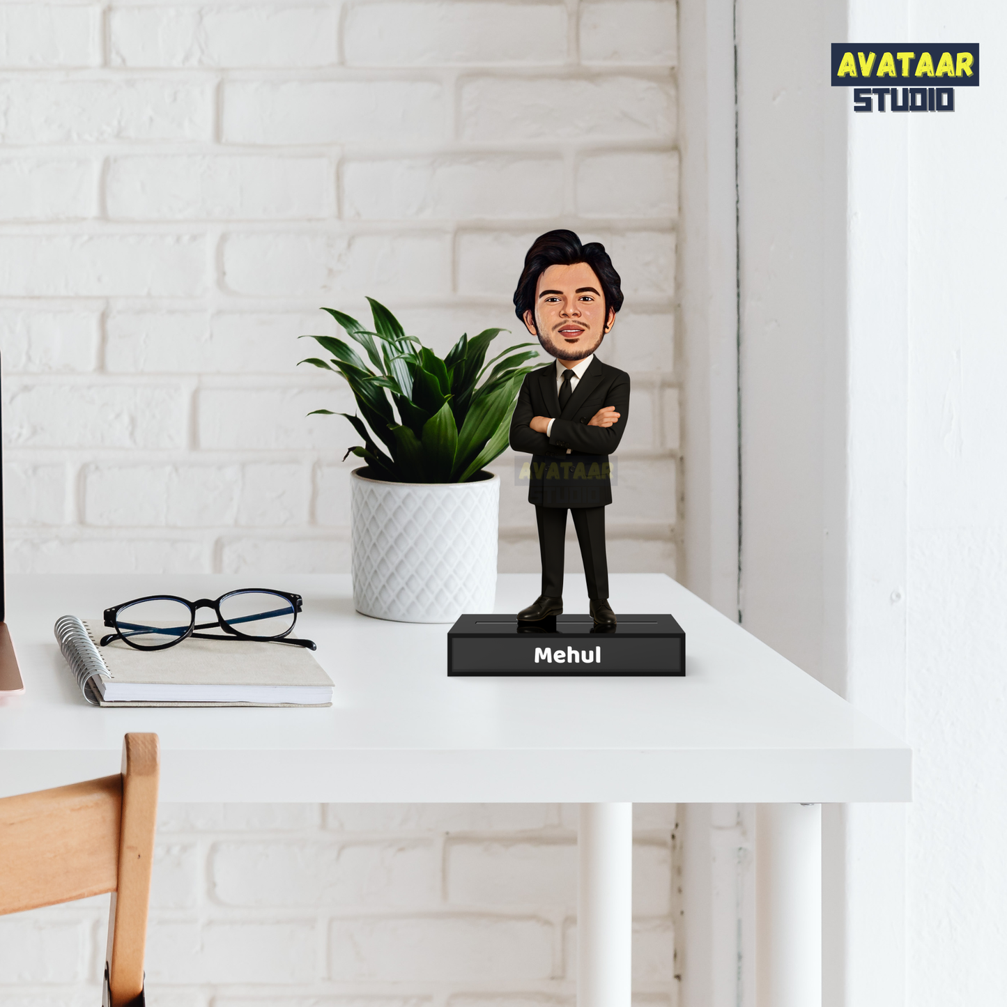Personalized Man In Suit Stand – Custom Acrylic Avataar with Name