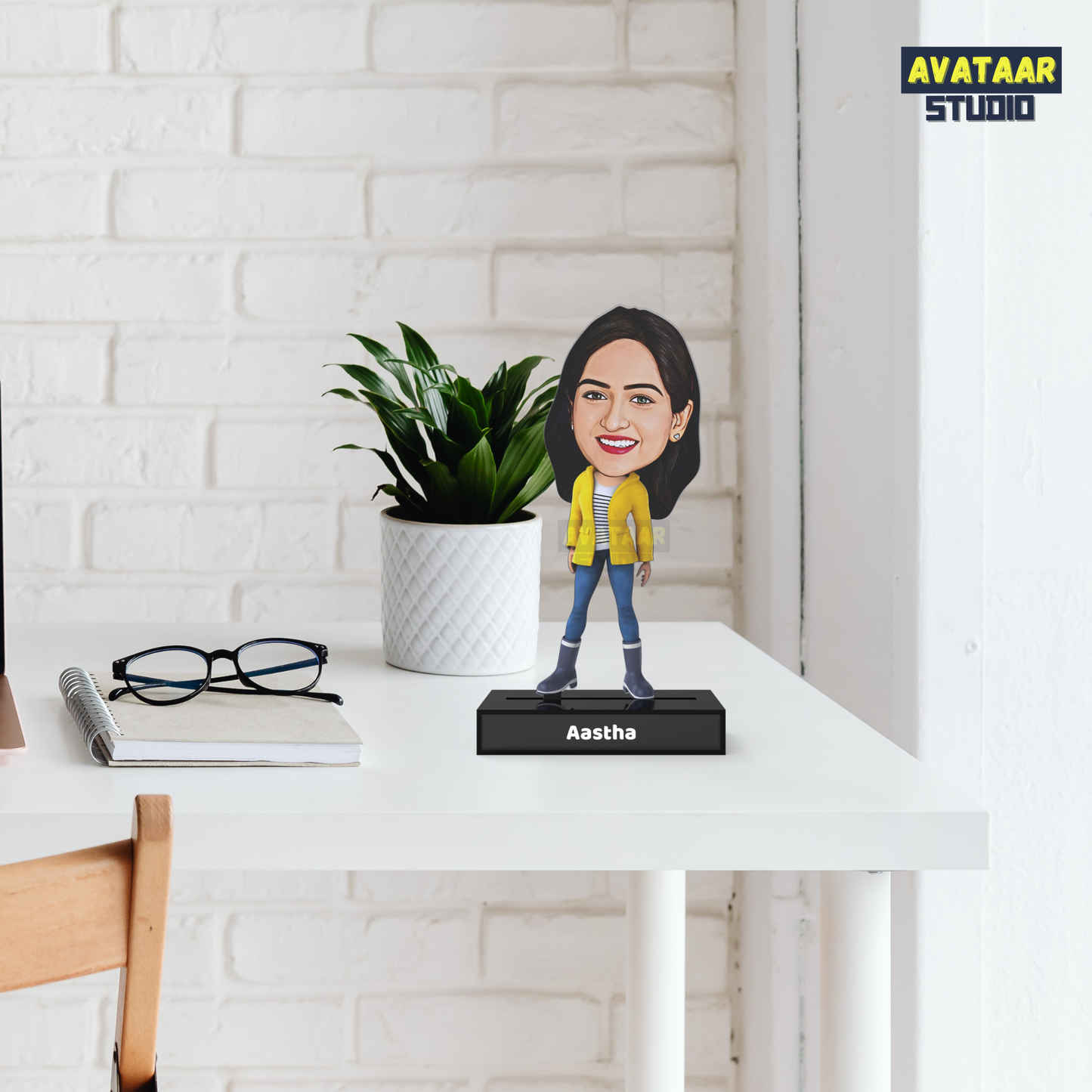 Personalized Girl  Avataar Stand – Custom Acrylic Avataar with Name