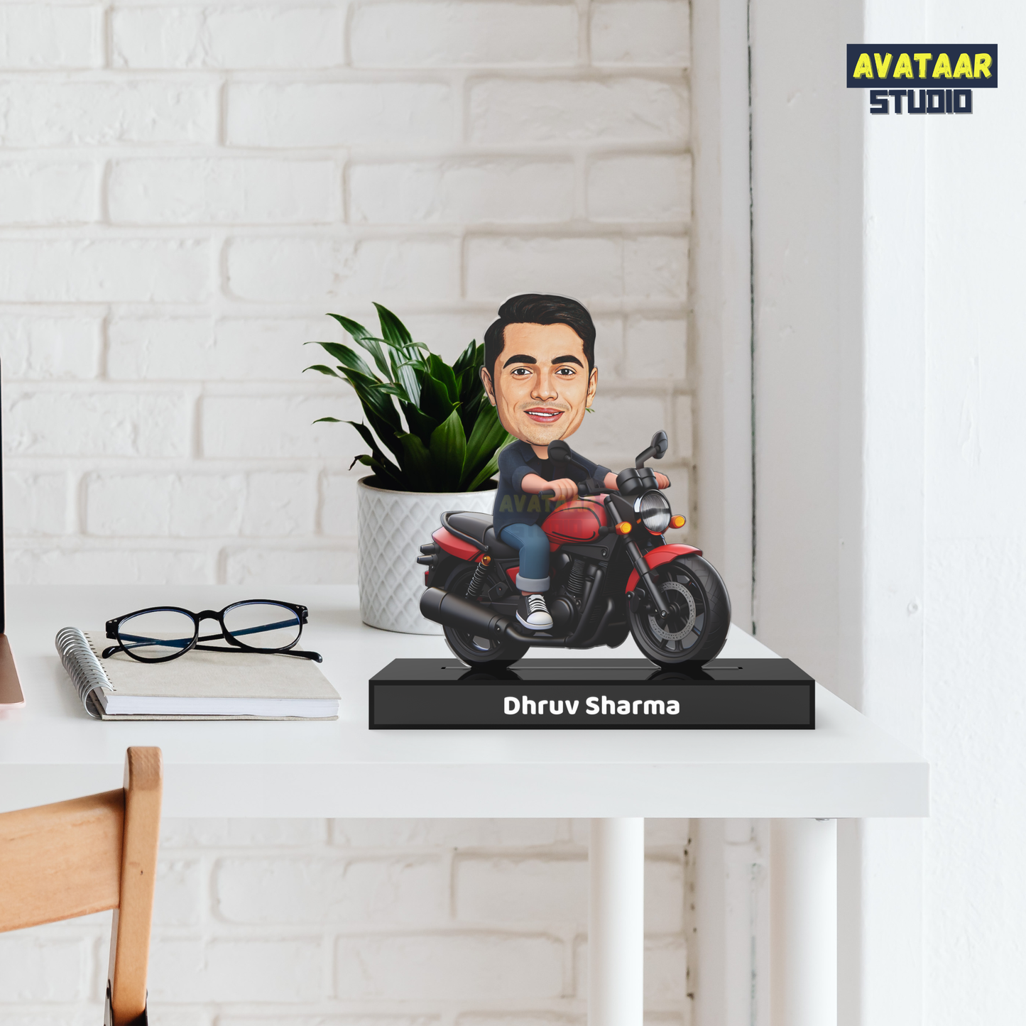Custom Motorcycle Rider Avatar Standee with Name - Personalized Biker Acrylic Stand