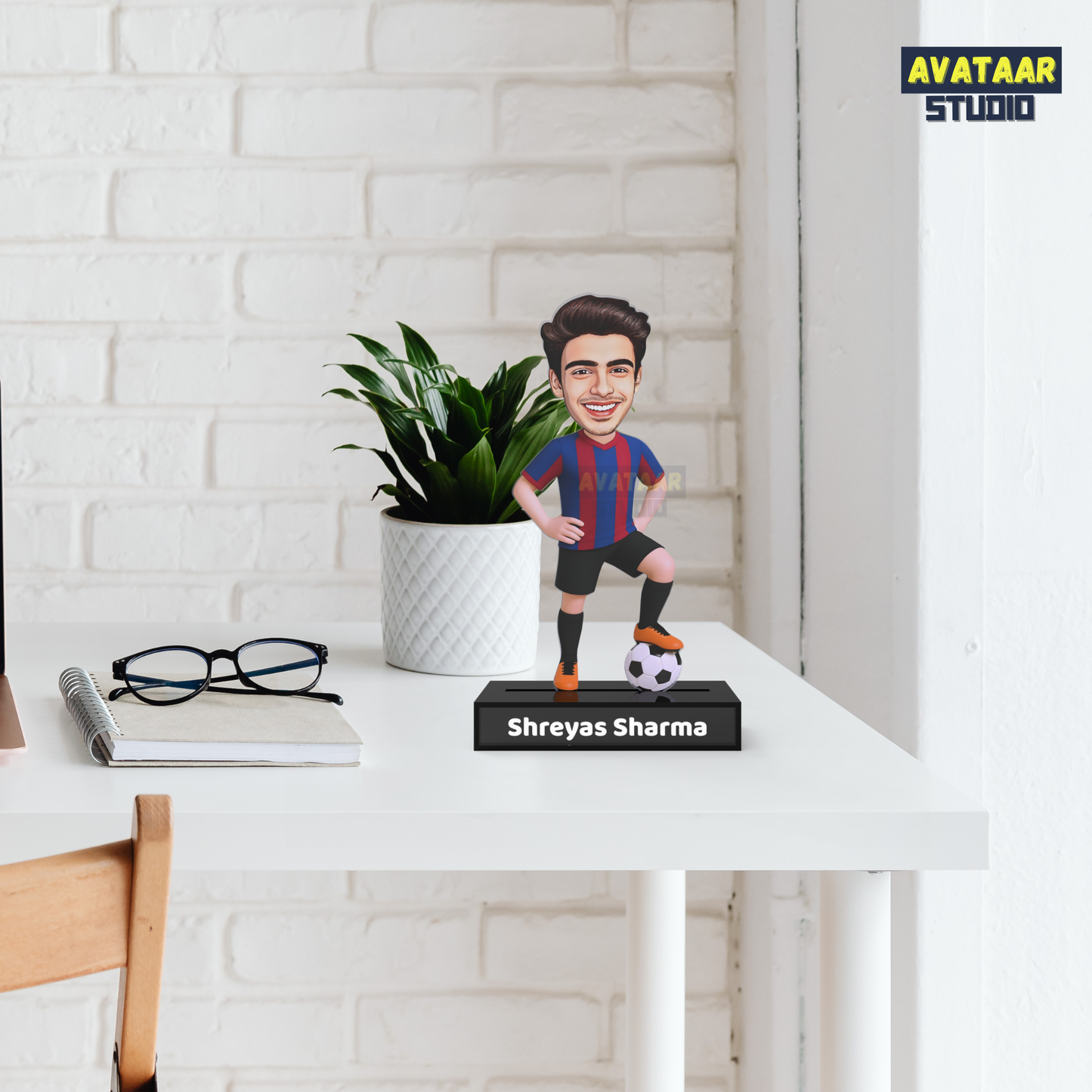 Personalized Footballer Caricature Avataar Stand – Personalized Premium Acrylic Gift with Name