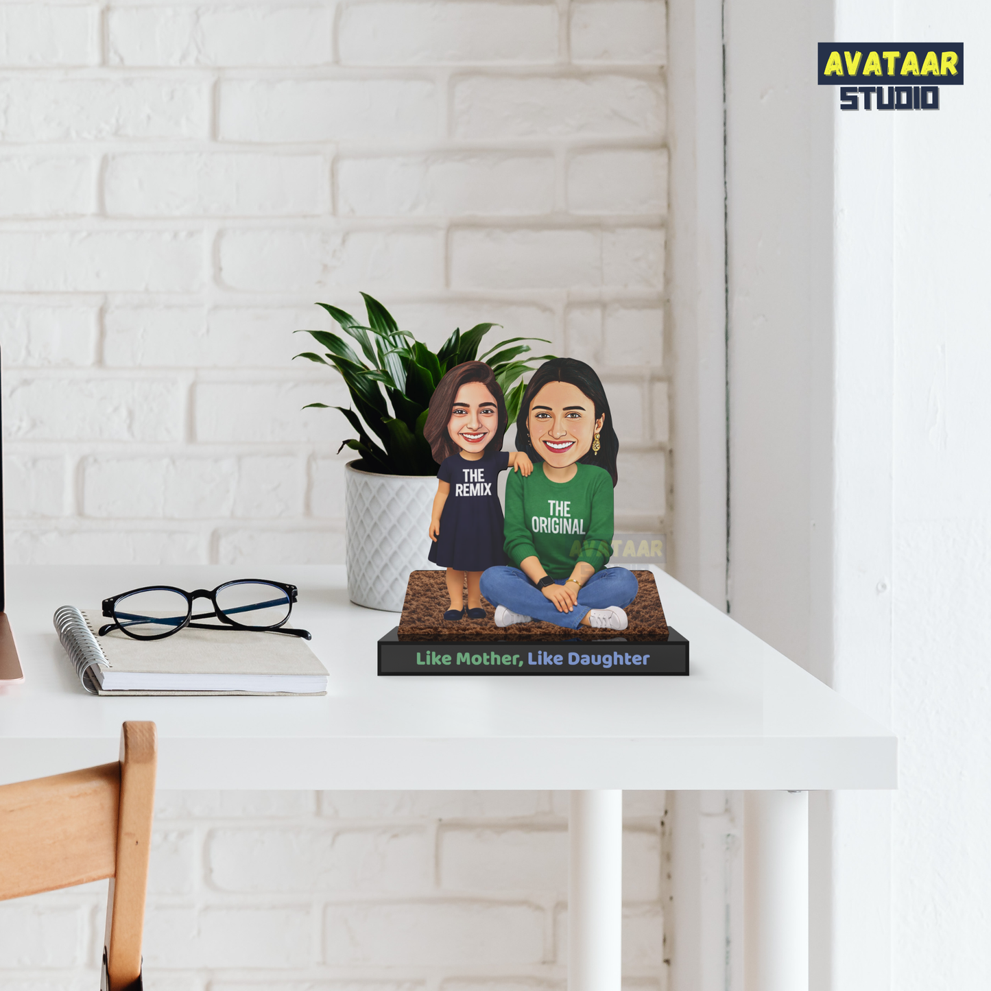 Personalized Mother Daughter Acrylic Stand – Custom Avataar Gift for Mom