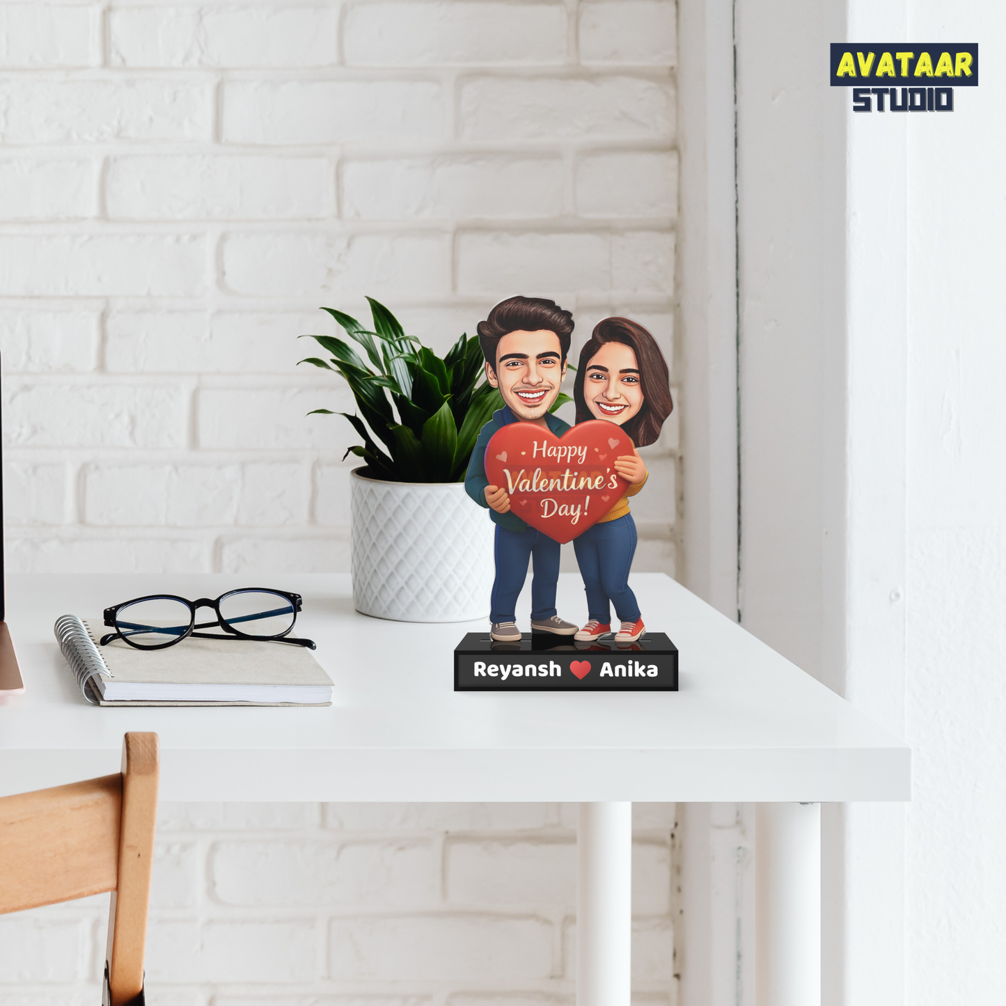 Custom Couple Avataar Stand – Romantic Valentine Acrylic Gift