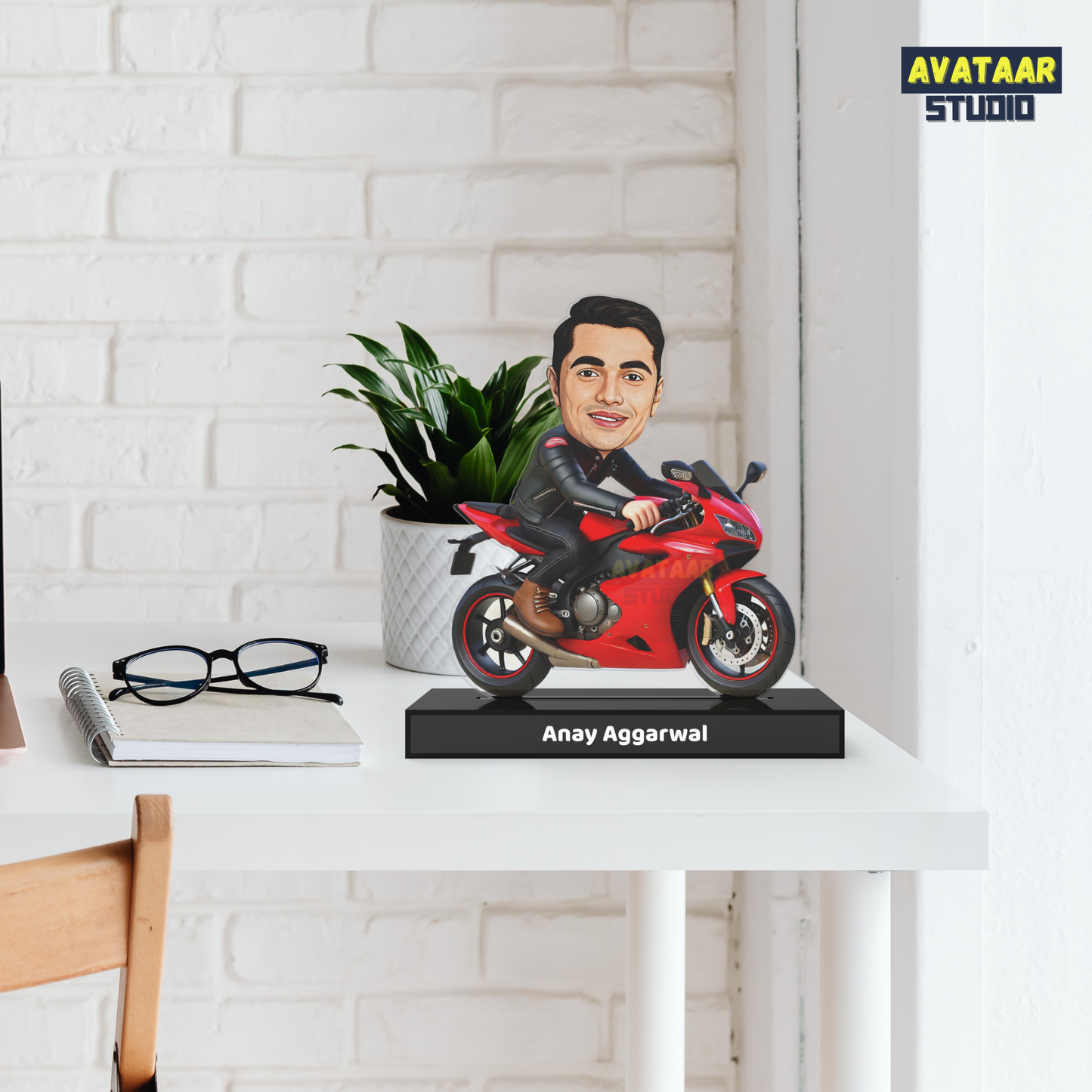 Ride The Vibe — Personalized Biker Motorcycle Rider Avataar Stand