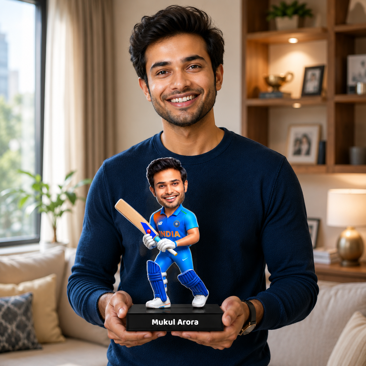 Cricket Batsman Avatar Stand – Personalized Acrylic Gift with Name