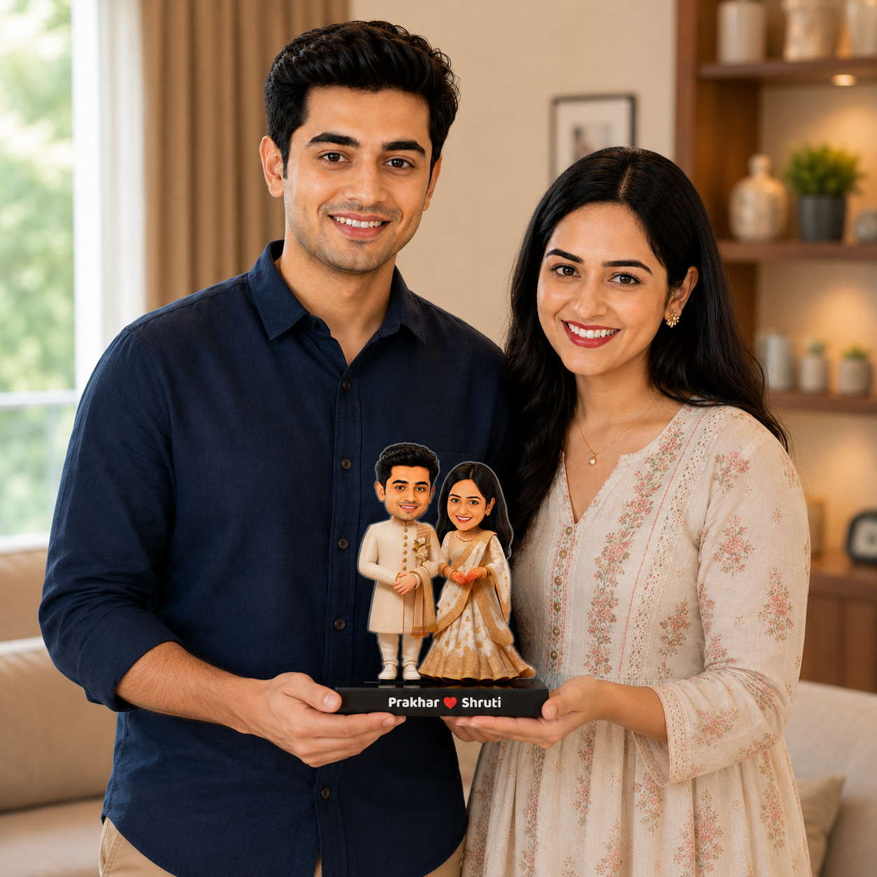 Wedding Couple Avatar Stand – Personalized Acrylic Gift for Bride & Groom with Name