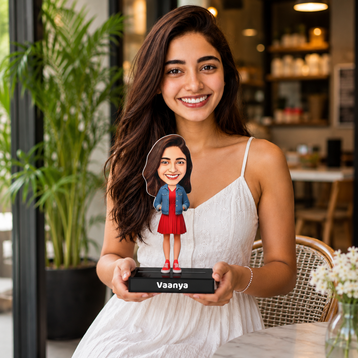 Personalized Female Avataar Stand – Custom Acrylic Gift for Her with Name