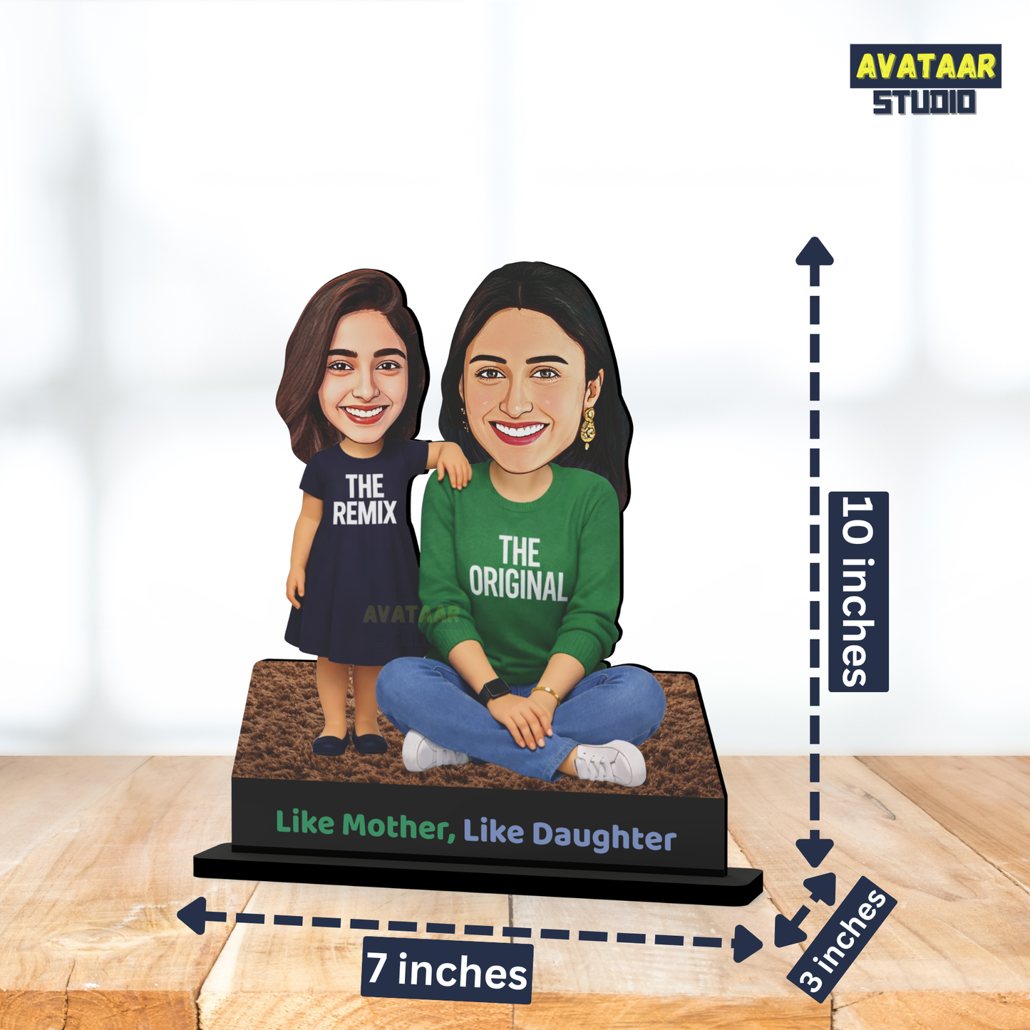 Personalized Mother Daughter Acrylic Stand – Custom Avataar Gift for Mom